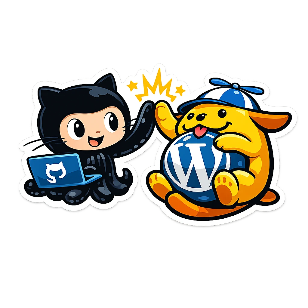 Octocat and Wapuu high-five beside the DocsPress workflow.